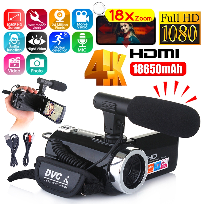 4K Full HD Video Camera Camcorder 2400 MP IR Night Vision Video