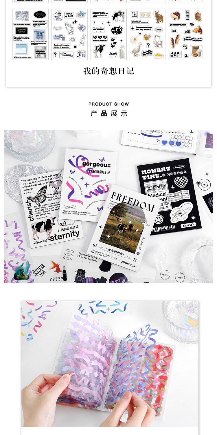 Journamm 20 Sheets PET Natural Collection Stickers Book DIY Journaling ...