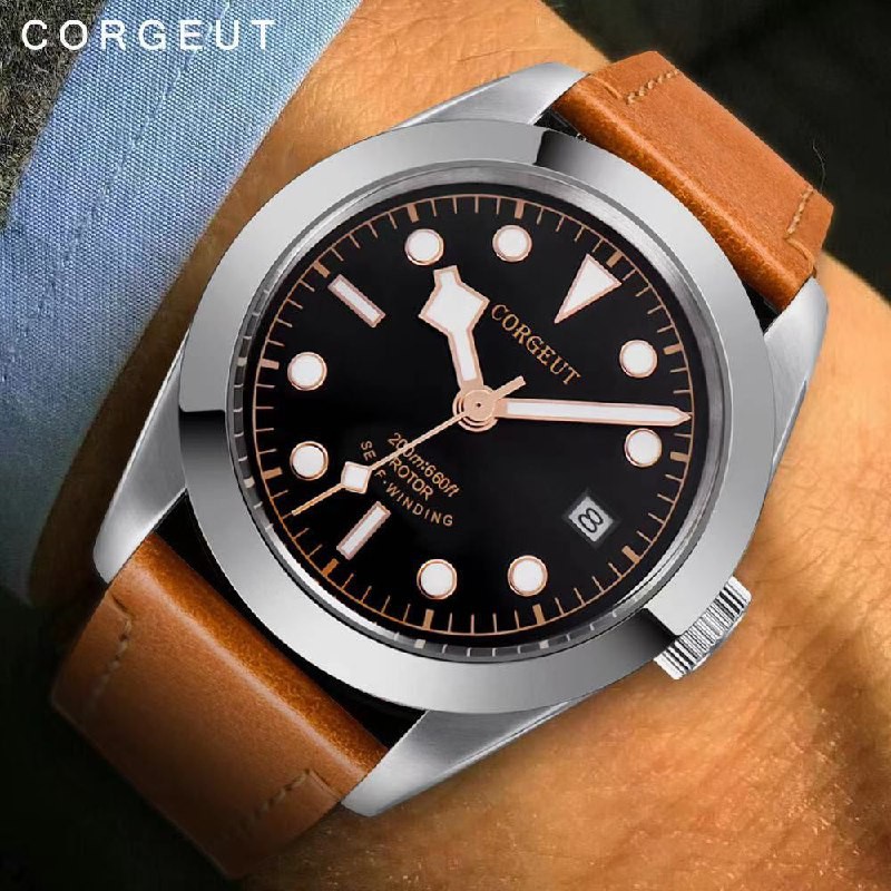 41mm Corgeut black dial Sapphire Glass Luminous Automatic