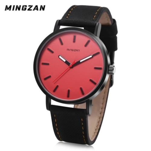 MINGZAN 6306 UNISEX QUARTZ WATCH LEATHER BAND DAILY WATER