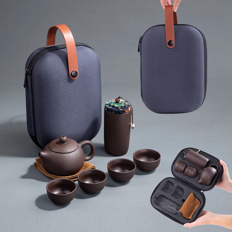 Ceramic Teapot Kung Fu Teaware Set Portable Travel Tea Set 4 Cup