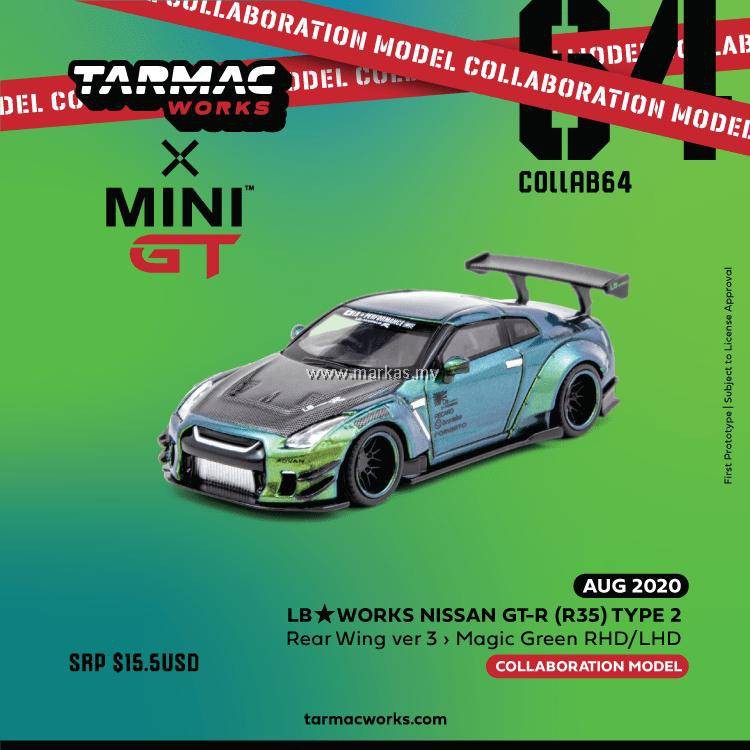 TARMAC WORKS X MINI GT #145 1/64 LB WORKS NISSAN GTR (R35