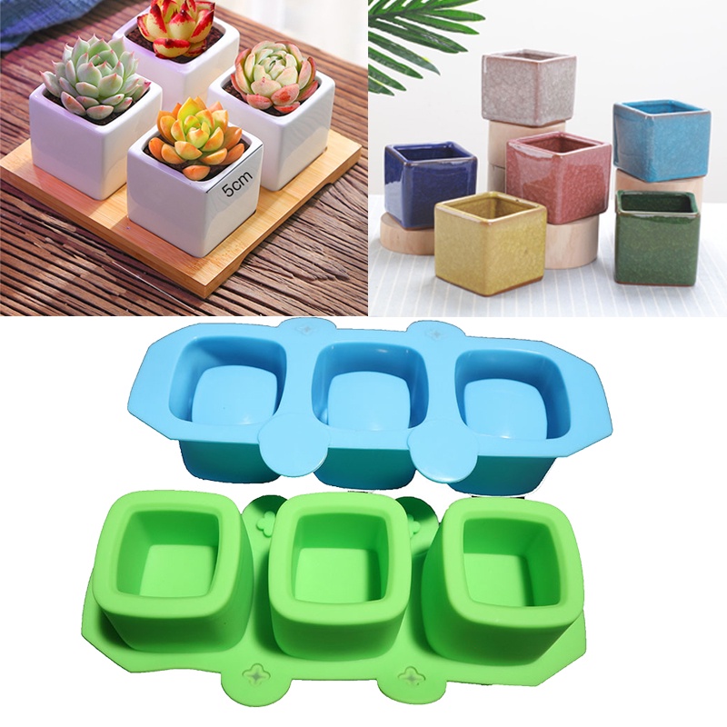 Square Silicone Flowerpot Mold DIY Geometric Concrete Planter Cement ...