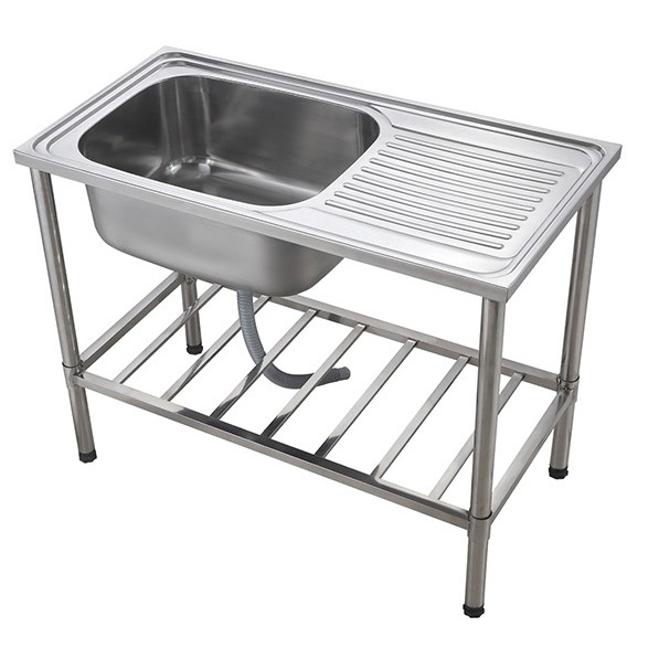 (NEW) RINOCON-Stainless Steel Single Sink Single Drainer c/w Stainless ...