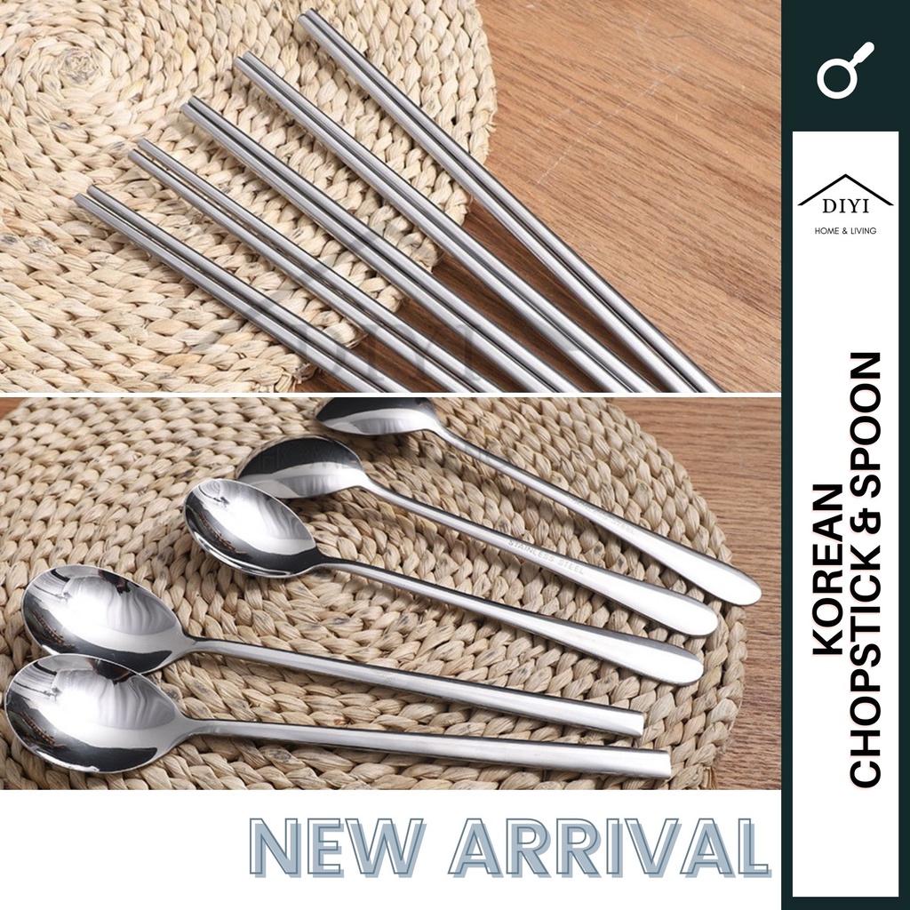 Korean stainless steel spoon korean spoon set sudu korea panjang long