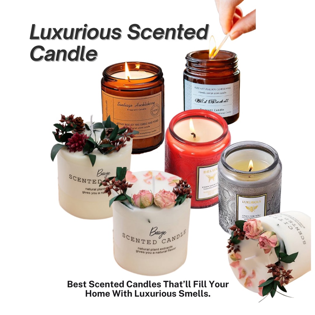 Scented Candle Luxury Soy Wax Aroma Pure & Christmas Deco Gift Natural ...