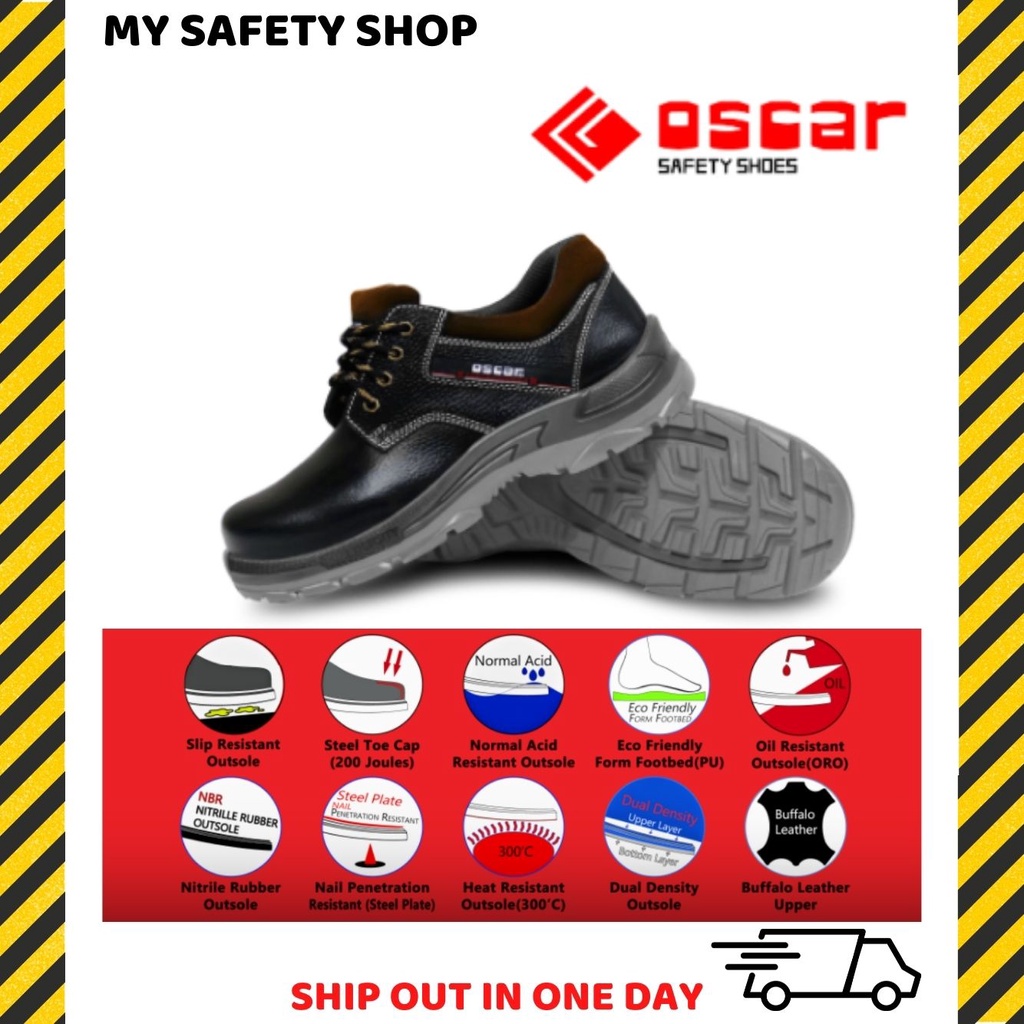 Oscar Safety Shoes Supertec 20193A Lace Up Low Cut Shoes Shopee