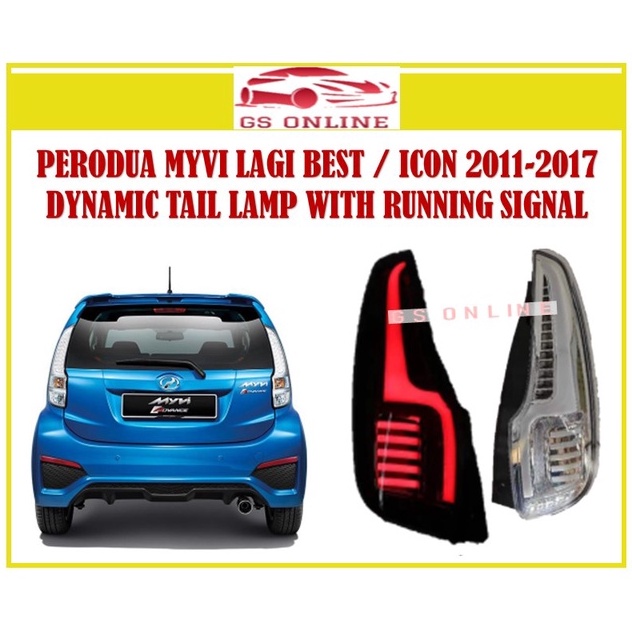 Perodua Myvi Lagi Best Icon Dynamic Tail Lamp With Signal Running Clear Black