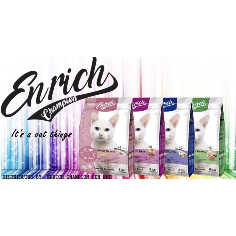 8KG Enrich Champion Cat Food Premium quality Mother Baby Adult Fur