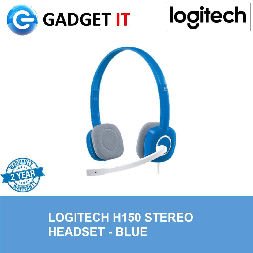 LOGITECH H150 STEREO DUAL PLUG HEADSET (WHITE / BLUE) | Shopee Malaysia