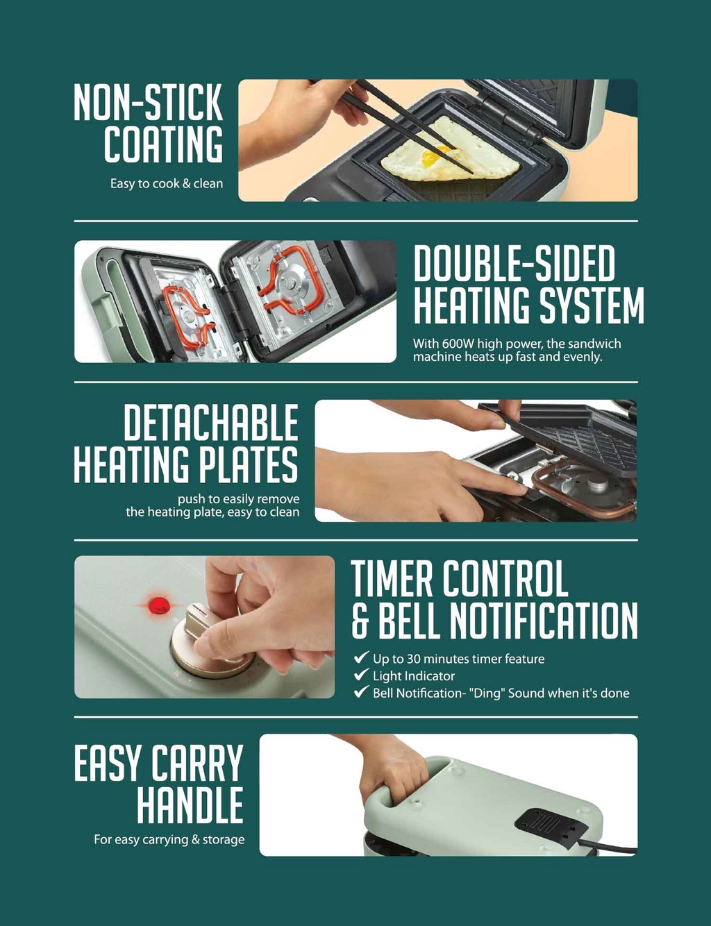 MIND 4in1 Sandwich & Waffle Maker PFOA & PTFE Free (SIRIM Certified)Kilang/Direct factory