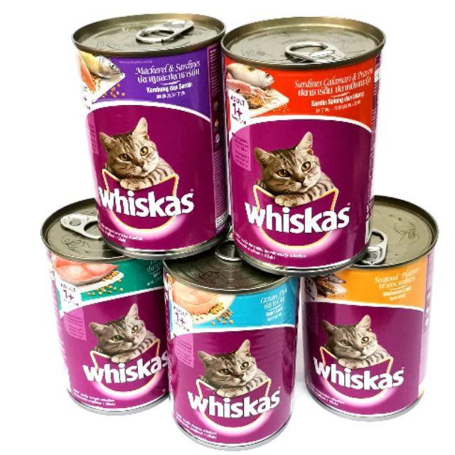 WHISKAS Canned Cat Food/ Makanan Kucing, Flavored, for adult (1+), 400