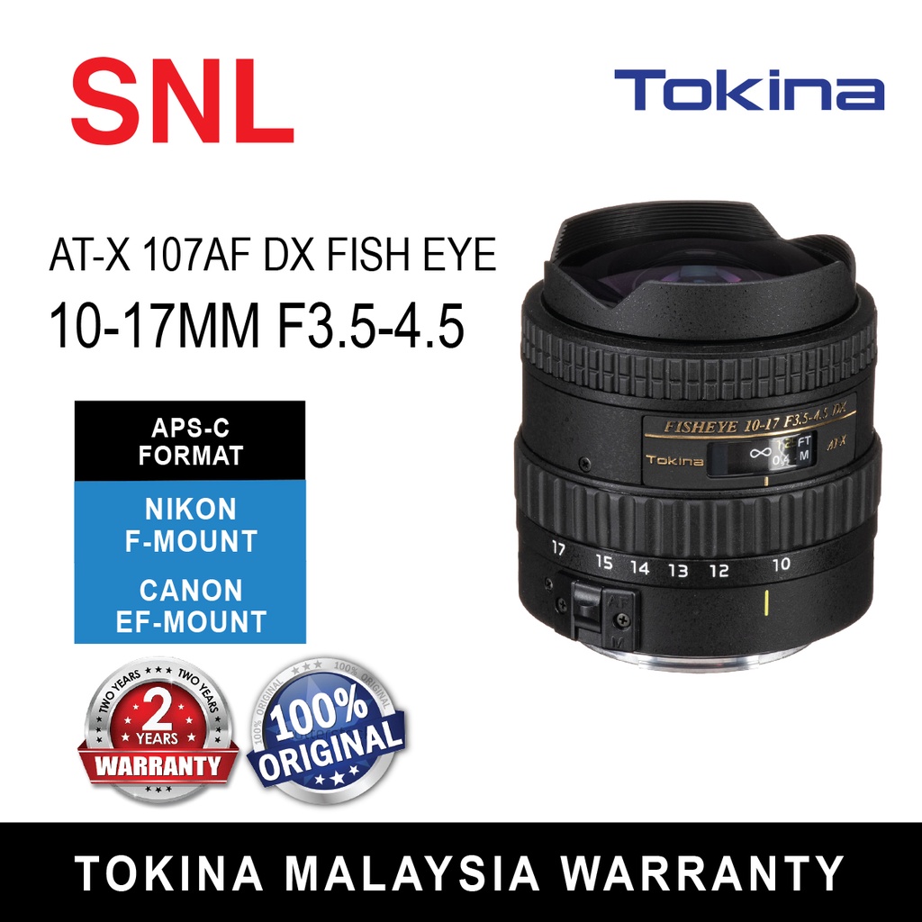 Tokina AT-X 107 10-17MM F3.5-4.5 DX FISH EYE Lens