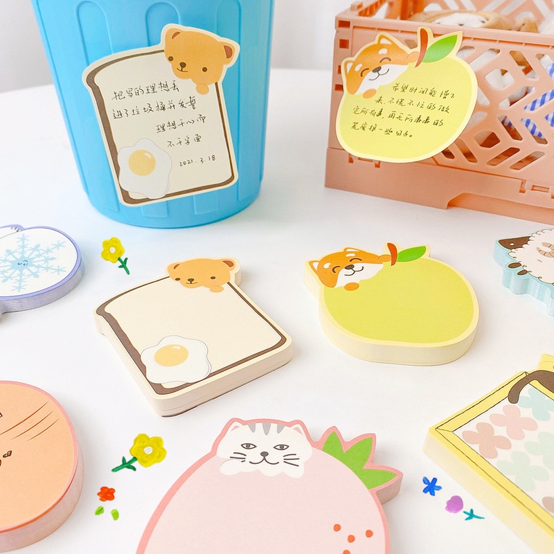 65 Sheets Portable Cute Sticky Note Cartoon Memo Pad Notepad School ...