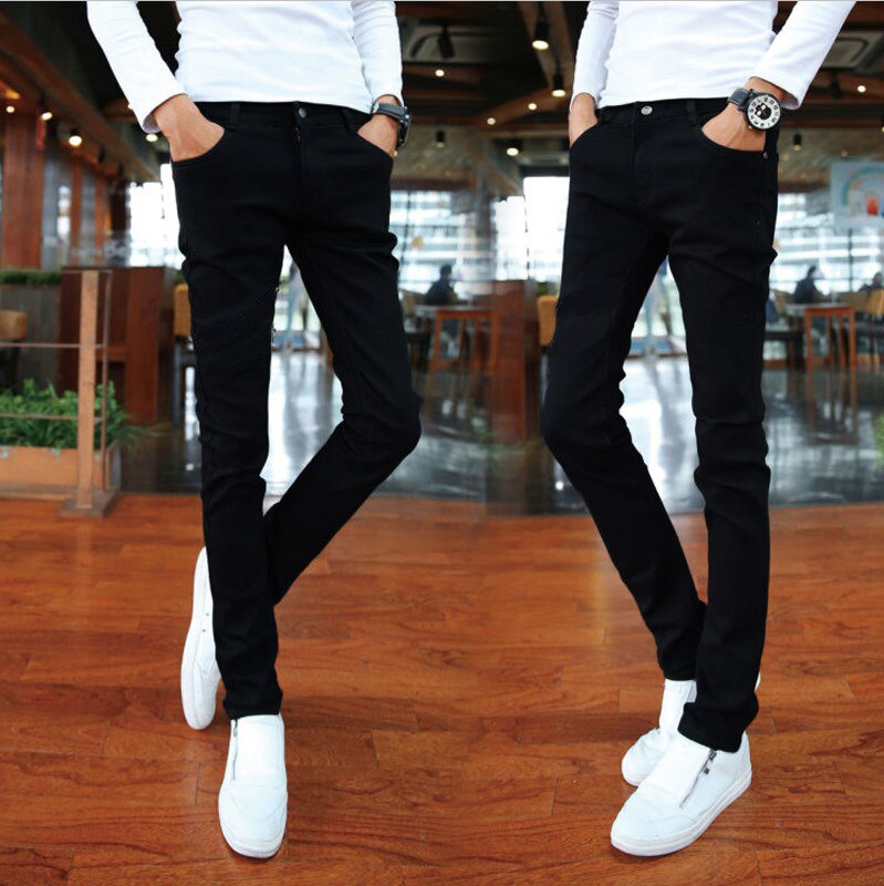 Men Casual Jeans Pants Double Zipper Slim Jeans Shopee Malaysia