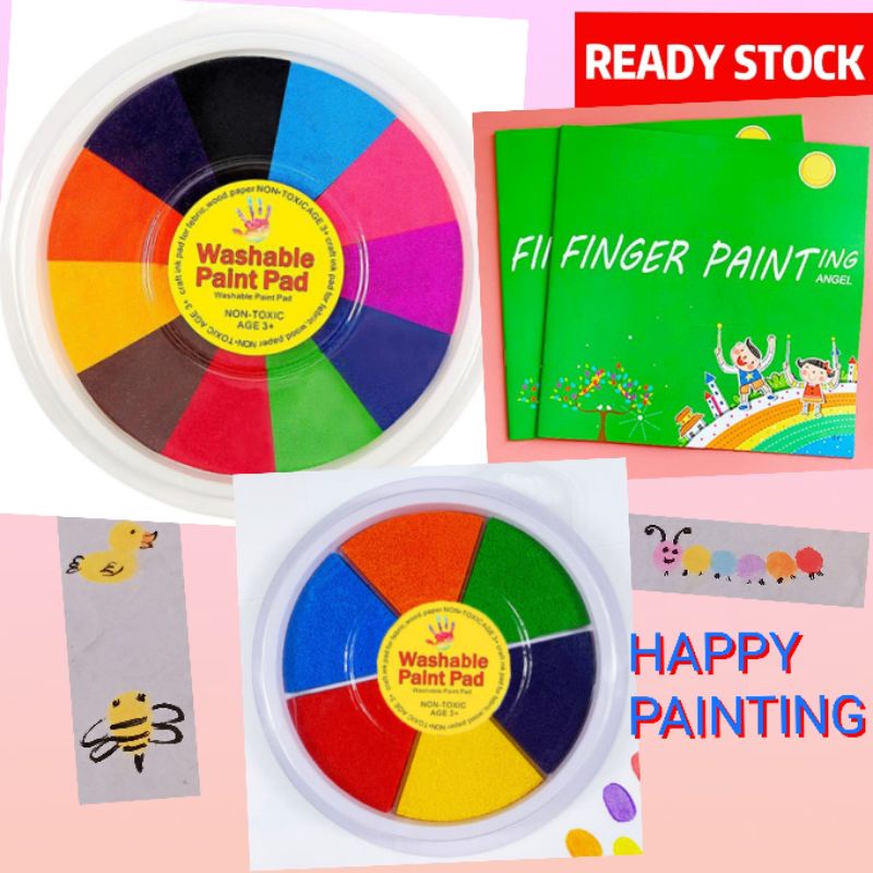 Washable Finger Painting Kit and Art Book 6 or 12 Color Non Toxic Finger  Painting Inkpad kids Drawing Stationery 手指画