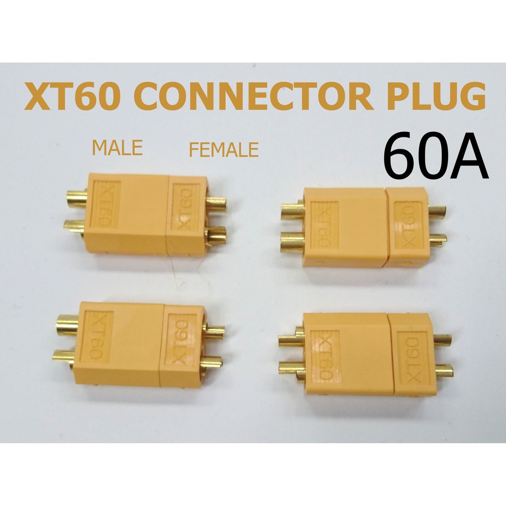 Xt60 Connector Plug High Current 60a Yellow Gold Plated Diy 1 Pair Lipo Rc Drone Bullet Female