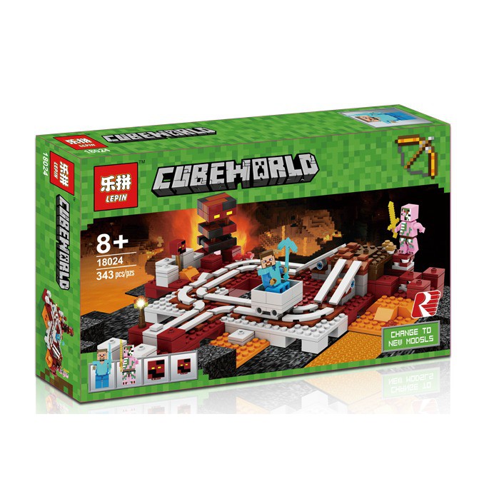 LEPIN MINECRAFT THE NETHER RAILWAY LEGO 21130 COMPATIBLE BRICK | Shopee ...