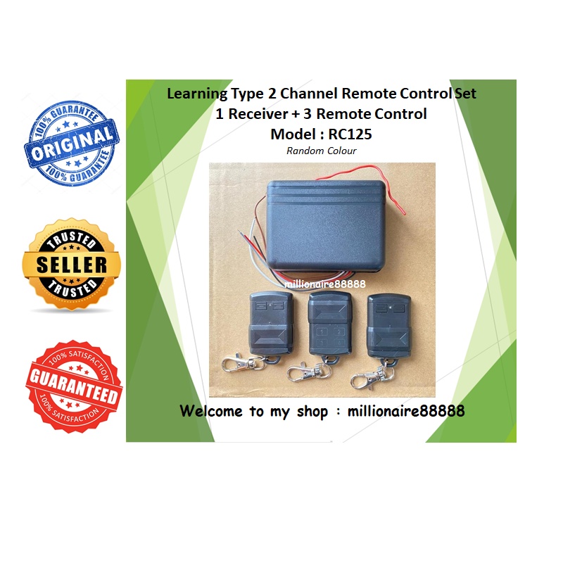 Learning Type 2 Channel Remote Control Set with Receiver (Model : RC125 ...