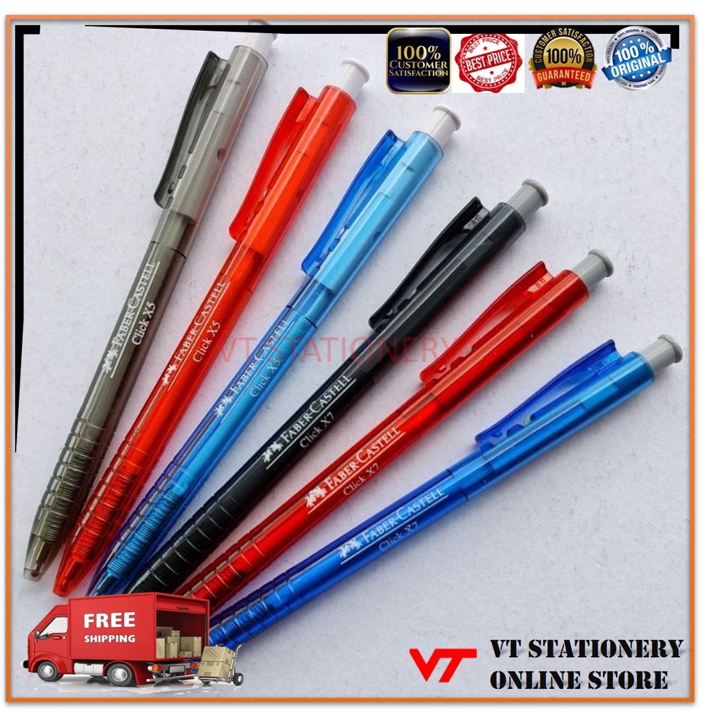 Faber Castell Click X Ball Pen Click CX5 (0.5) 1425 / X7 0.7mm 1422 ...