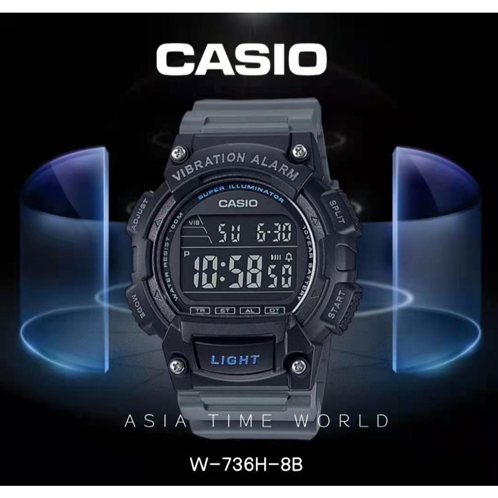 Casio W-736H Vibration Alarm Super Illuminator Watch