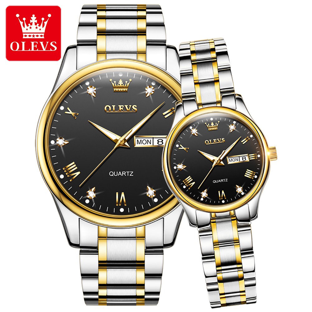 OLEVS Jam Tangan Pasangan Original Waterproof Stainless Steel Luminous Quartz Couple Watch Set 5563 Shopee Malaysia