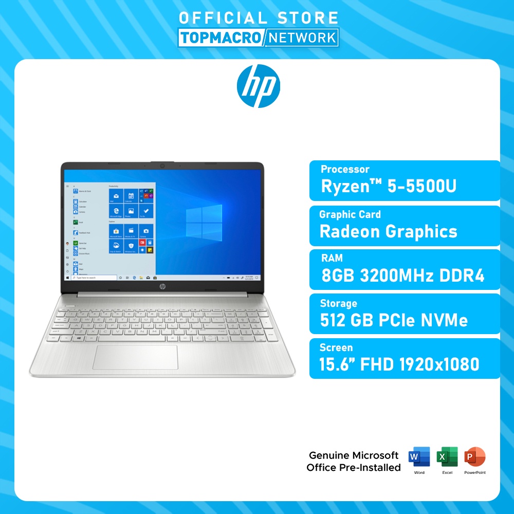 HP 15S-EQ2192AU LAPTOP (Ryzen 5 5500U, Radeon Graphics, 8GB, 512GB, 15.