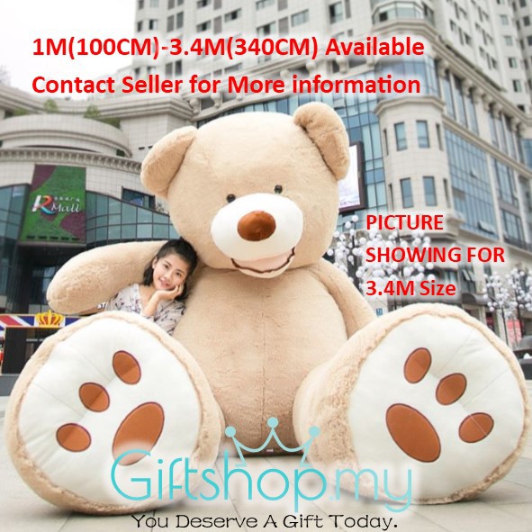 READY STOCK Giant Extra Large Teddy Bear Plush Soft Stuffed Toy Teddy Bear Pillow 100cm 340cm 1M 3.4M Birthday Gitt