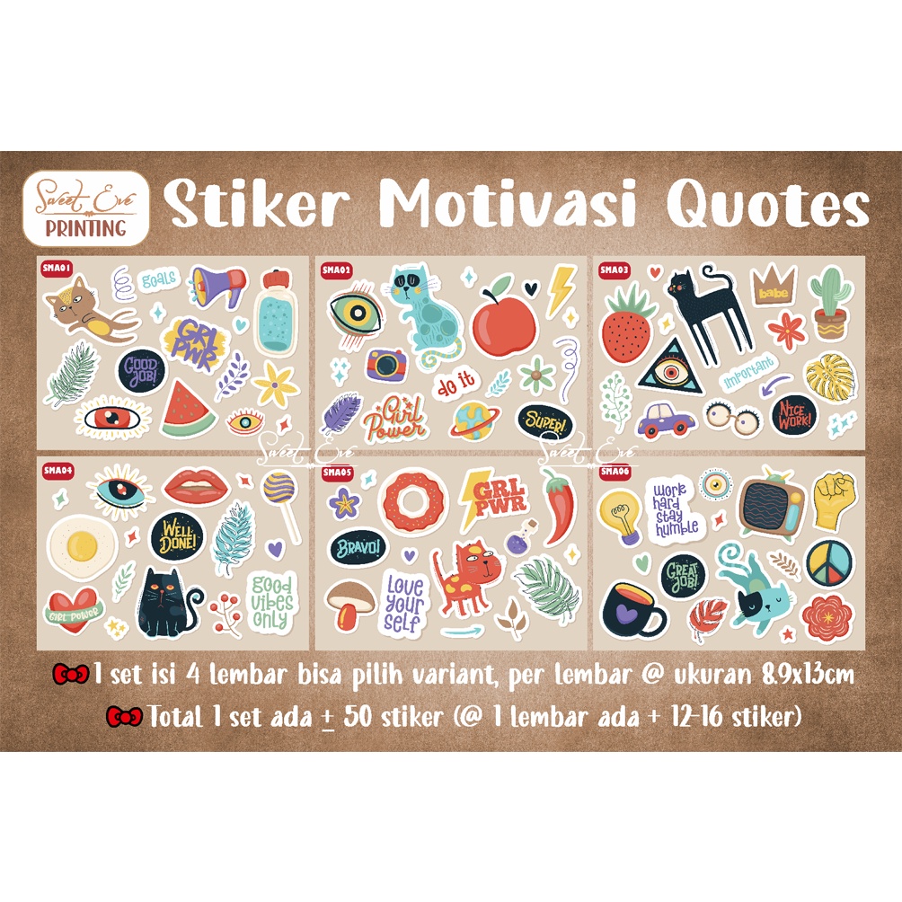 Quality STICKER 1 SET CONTAINS 4 SHEETS MOTIVATION QUOTES WORDS OF ...