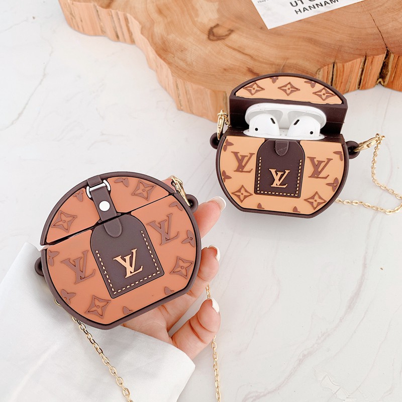 Luxury LV AirPods Case LouisVuitton AirPods Pro 3 Cover LVbag Soft Shell  With Pendant Apple Bluetooth Headset Shockproof Protective Casing Diagonal  span chain shell