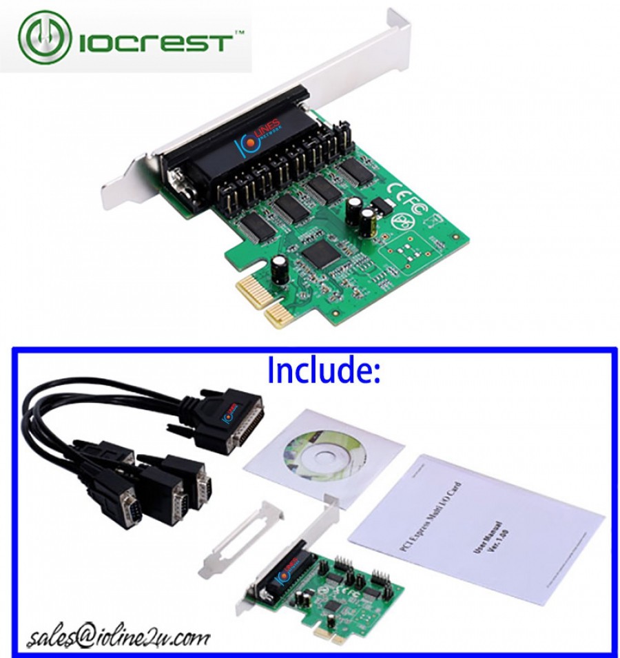 IOCREST 4 port/Quad RS232 Serial DB9 PCIe card Low Profile Fan Out ...