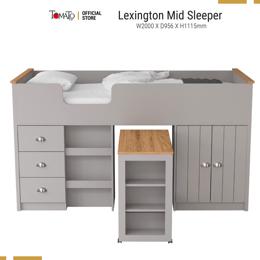 Tomato Kidz Lexington Mid Sleeper Kids Bed Bunk Bed With Desk