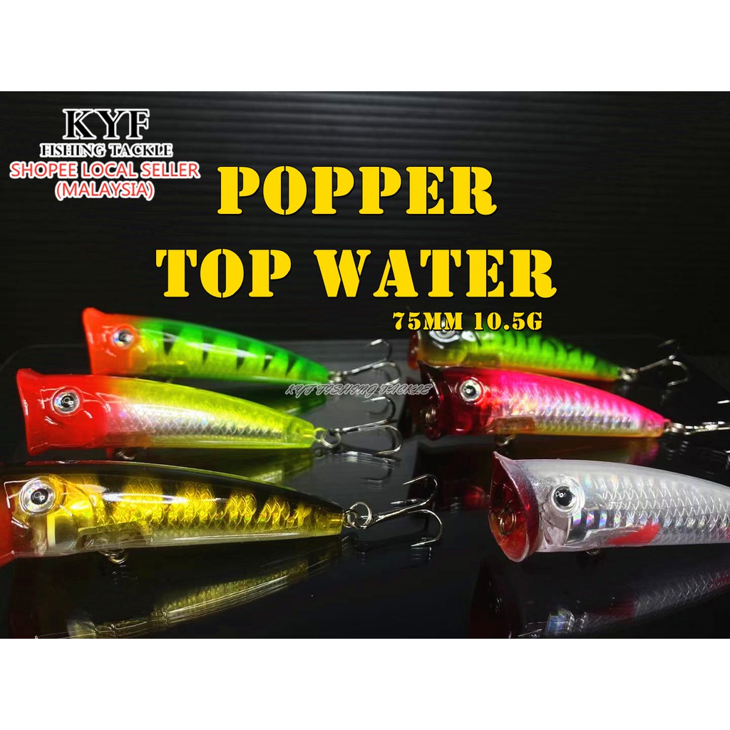 READY STOCK TOP WATER POPPER 75mm 10.5g TOMAN KILLER GEWANG
