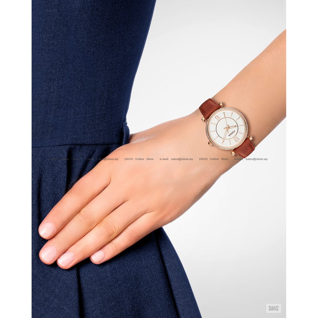 FOSSIL ES4428 Women s Analog Watch Carlie 3 hand Glitz Leather Strap Terracotta Original Shopee Malaysia