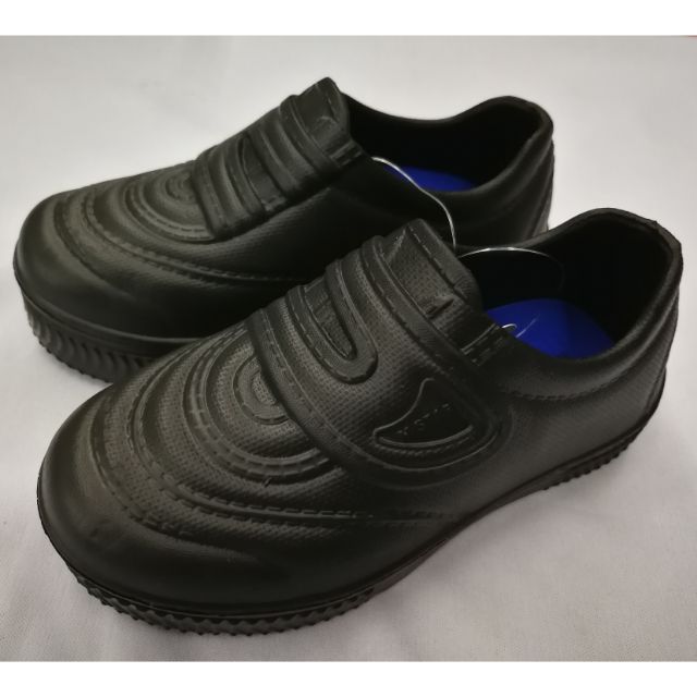 Kasut Getah Hitam Sarung Sekolah Pattern Satu Lekat Black Rubber School