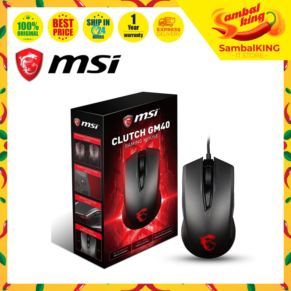 MSI Clutch GM40 Black GAMING Mouse | Shopee Malaysia
