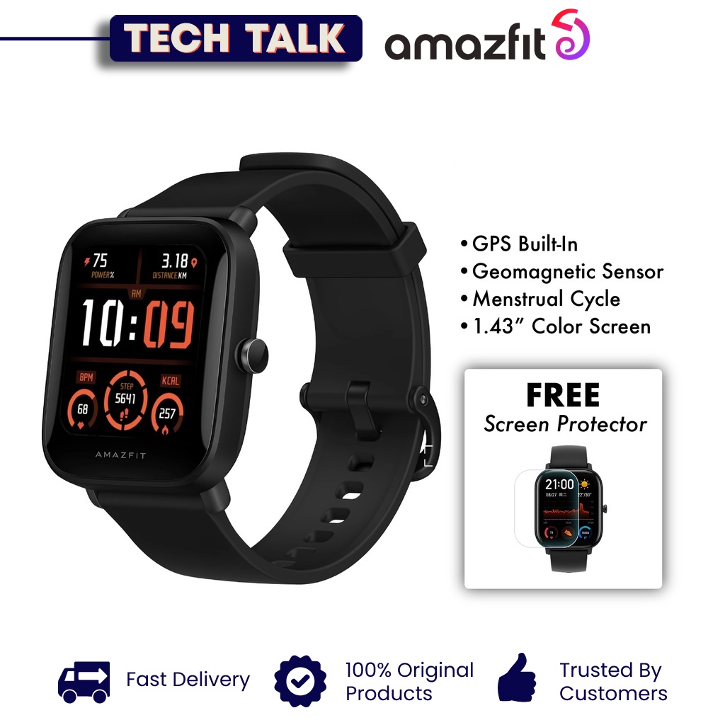 Amazfit Bip U Pro Smart watch 1.43 Large Screen Built in GPS Geomagnetic Sensor Microphone 50 Sport Mode