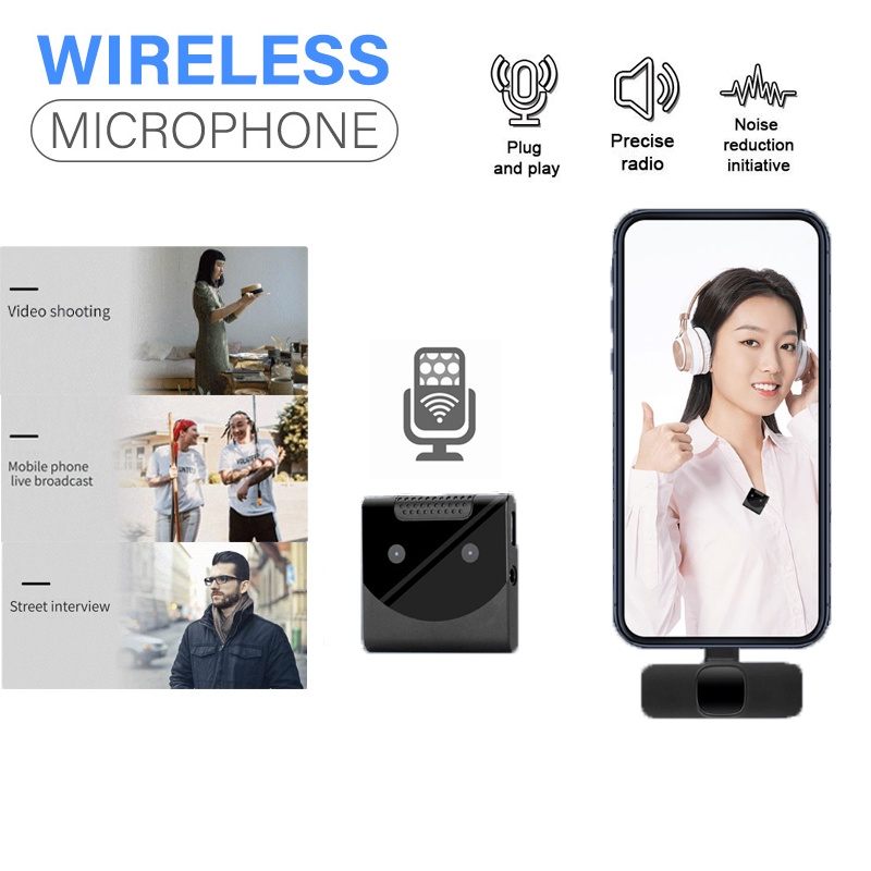 Portable Wireless 20M Lavalier Microphone Transmitter and Receiver Clip ...