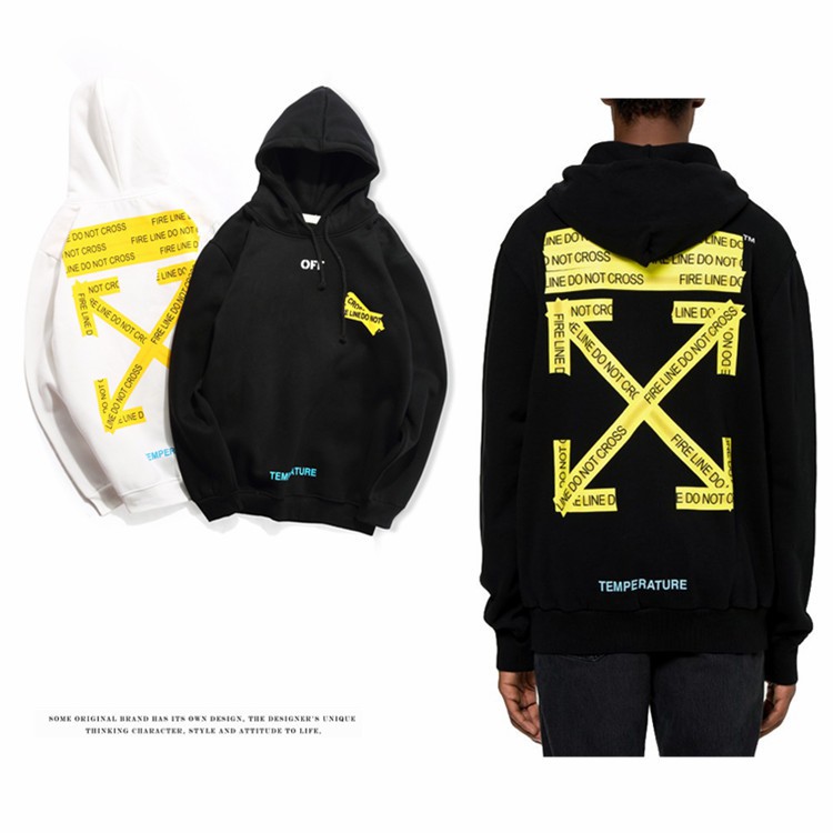 Off white fire line do not cross discount hoodie