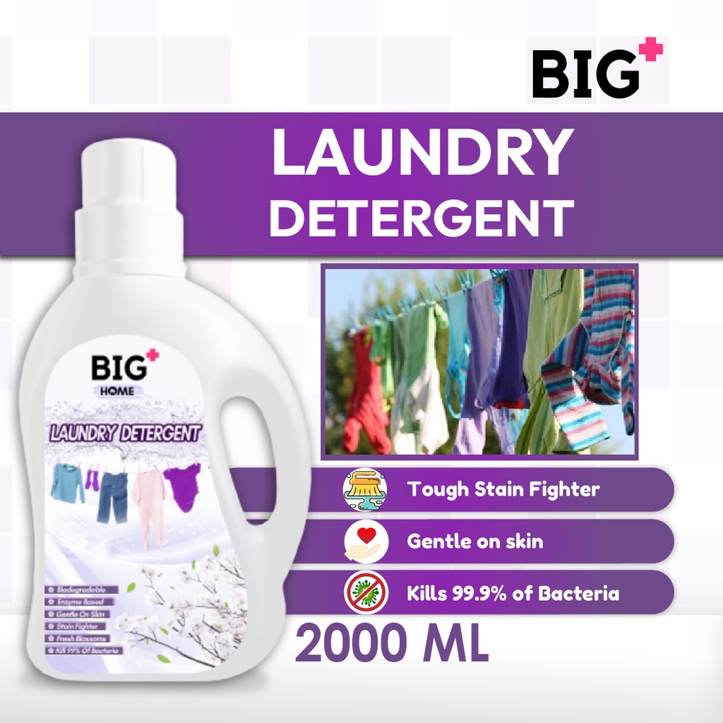 BIG+ Laundry Detergent 2000ml Super Cleaning Biodegradable Enzyme Tough