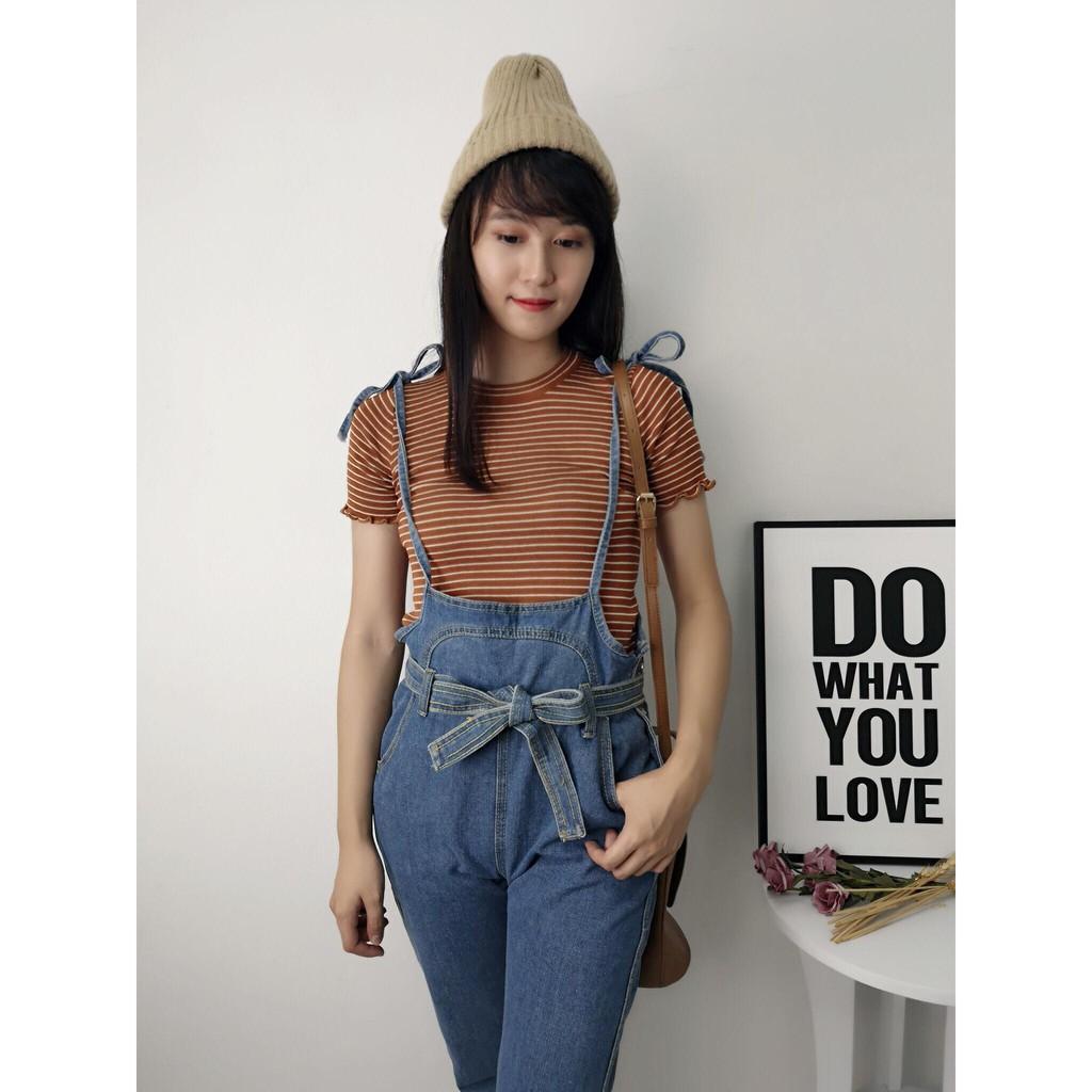 Korean Style High Waist Denim Denim Jumpsuit For Ladies For Women