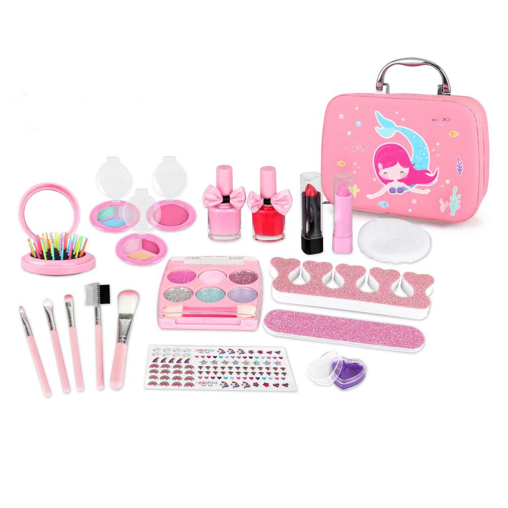 Girls Real Makeup Kit Washable Princess Play Makeup Set Kids Toys Safe Non  Toxic Girls Pretend Play Birthday for Kids Gifts 14pcs