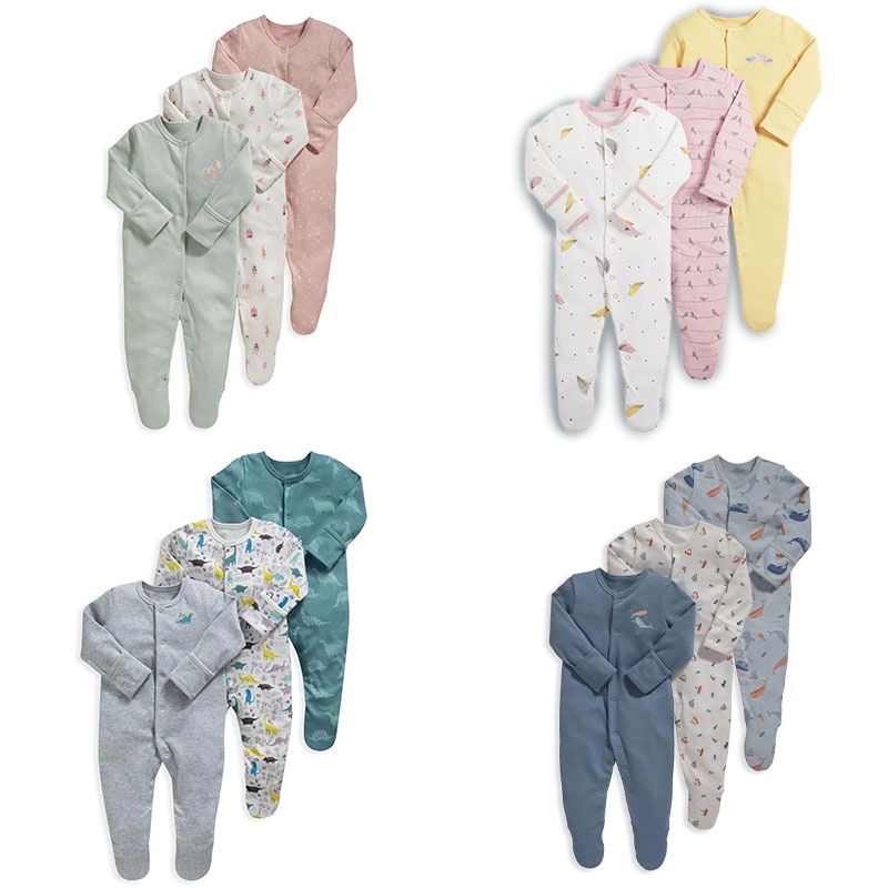 Baby Footie Romper With Zipper - Long Sleeve One-Piece Pajamas For Boys & Girls 0-24 Months, 95% Cotton 5% Spandex