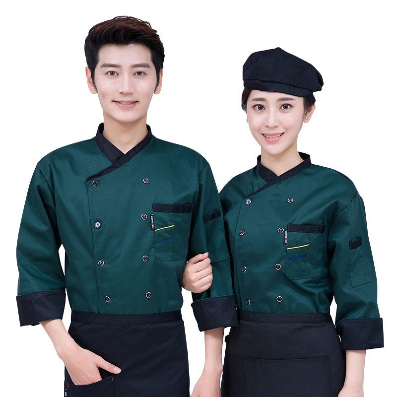 Long Sleeve White Chef Jacket Chef Coat Chef Uniform Baju Chef // Hotel