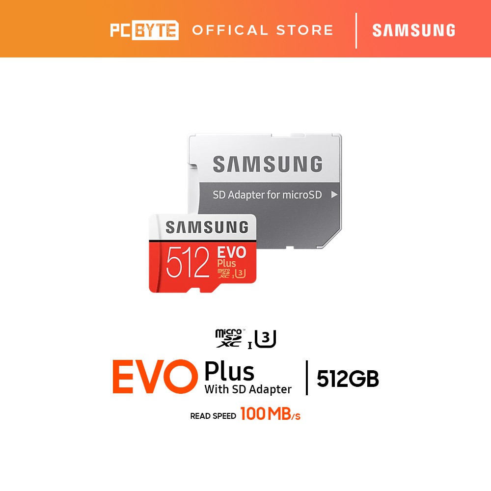 Samsung 512GB EVO Plus UHS-I microSDXC Memory Card with adapter