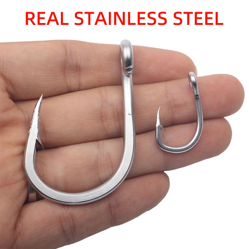 10884 Big Game Saltwater Sea Fishing Circle Hooks Stainless Steel Jigging  Jigs Tuna Live Bait Fish Hooks Size 2/0-12/0