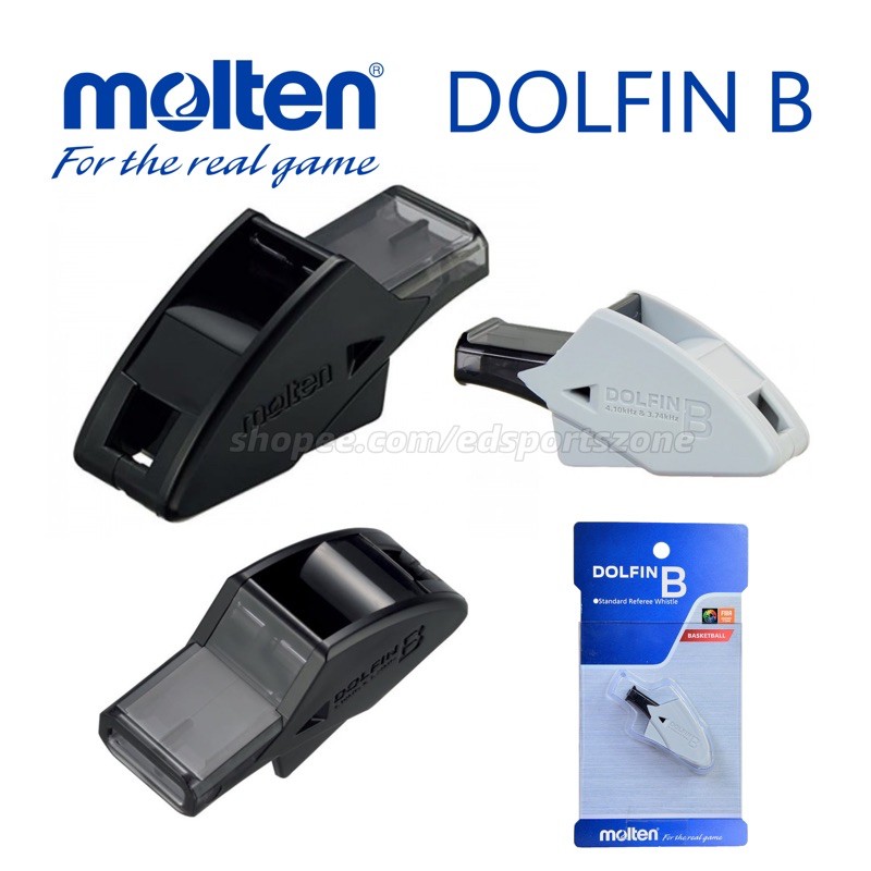 Molten Dolphin B Basketball Referee Whistle Black(RA0080-K)/Khaki(RA0080-A)- Loud 110dB, Clear High-Pitched Sound, Durable ABS & Polycarbonate, Includes Adjustable Lanyard | Thailand