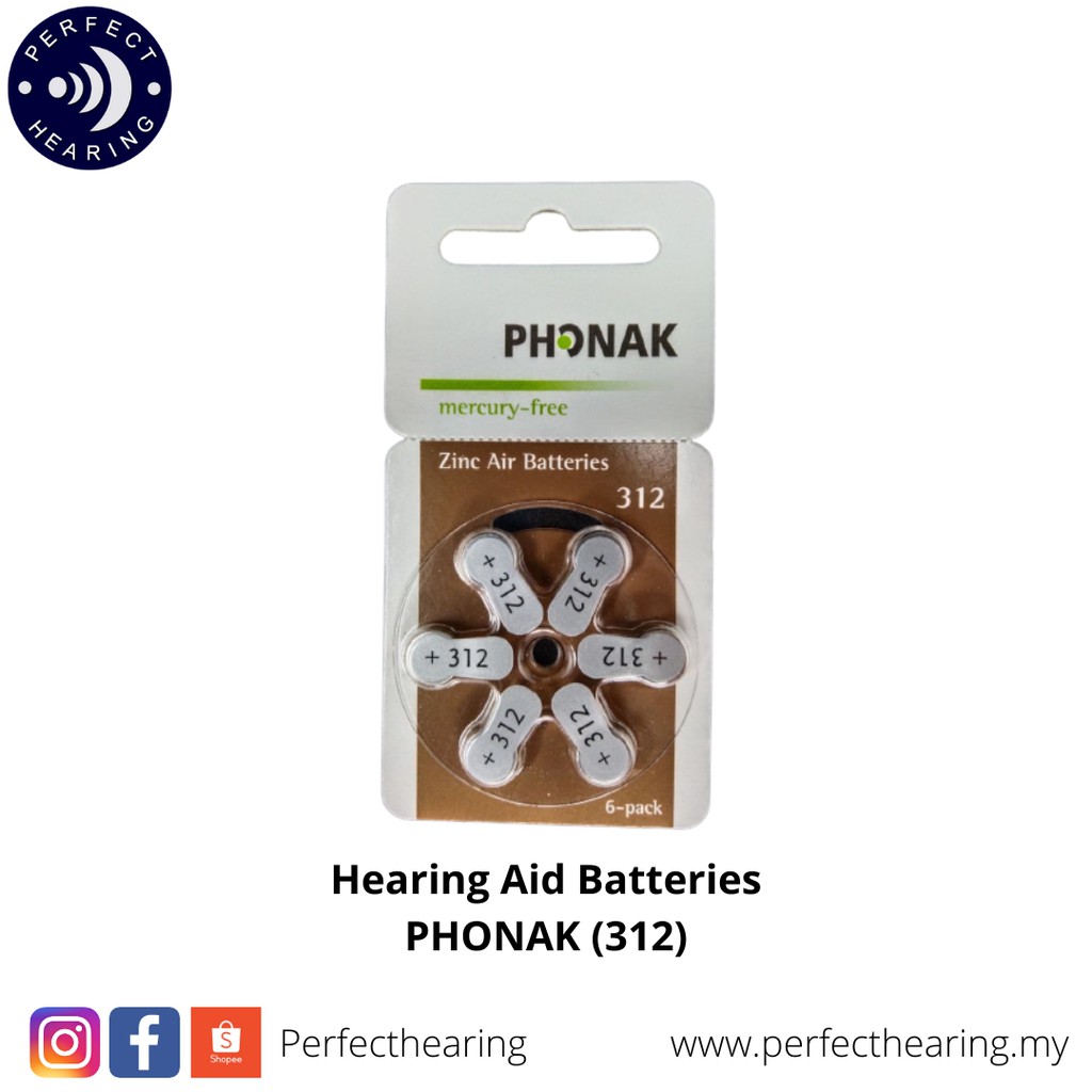 ORIGINAL Phonak Hearing Aid Battery, Size 312 (6 pcs) Shopee Malaysia