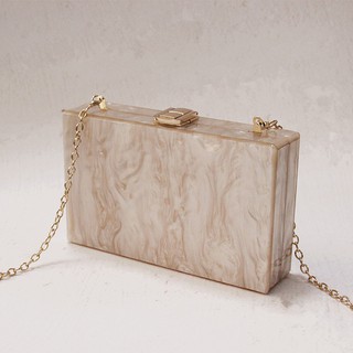 Woman New Fashion Accessory Brand Solid Handbag Acrylic Beige