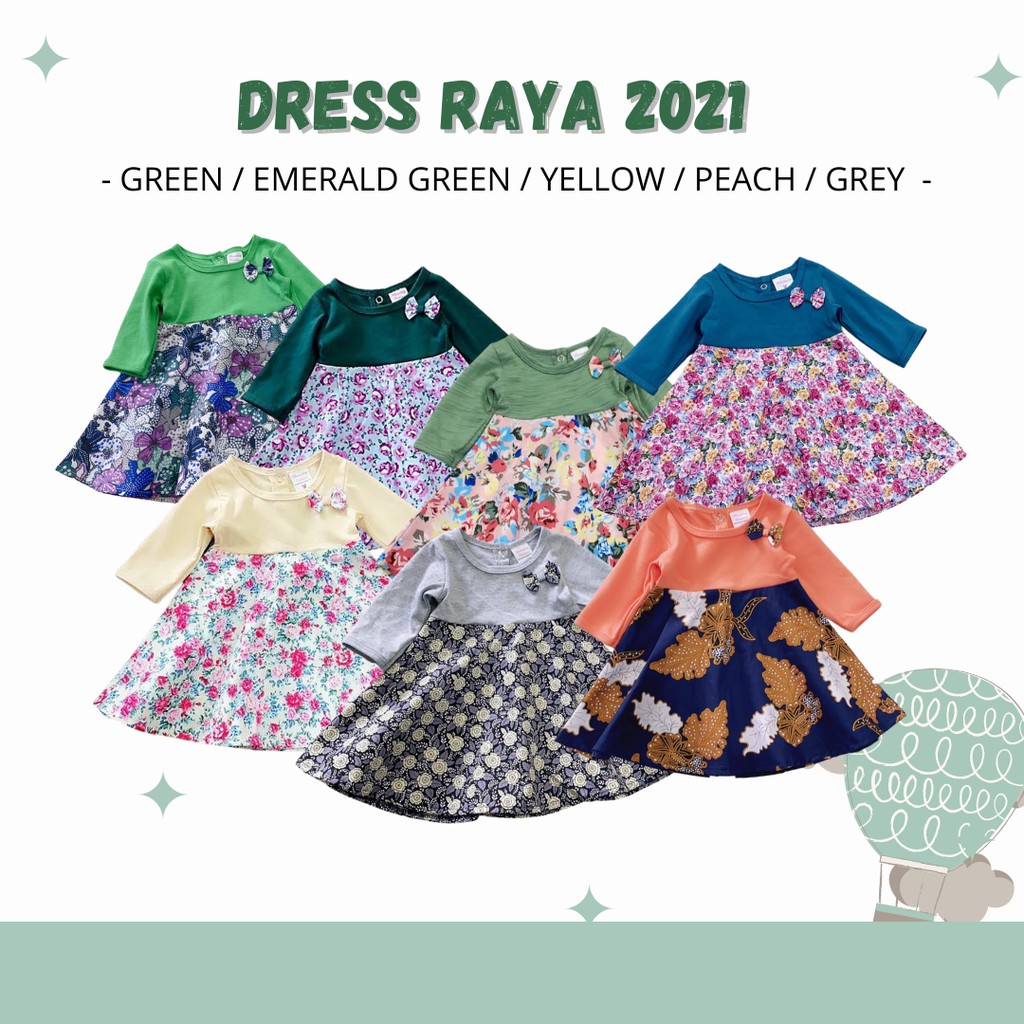 ( READY STOCK ) BABY DRESS / BABY DRESS RAYA 2021 ( GREEN / EMERALD ...